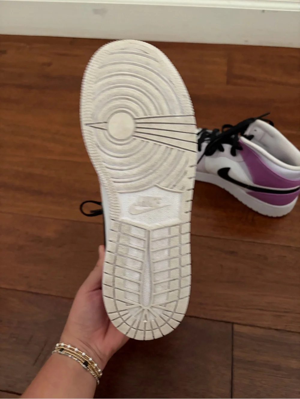 Jordan Kids' Sneakers - White & Lavender with Black Swoosh